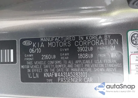 2010 Kia Forte Sx from USA, damaged, VIN KNAFW4A31A5283101